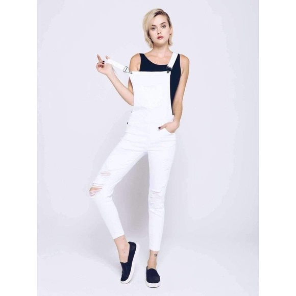 Kan Can White Long Distressed Overall - Picture 4 of 8